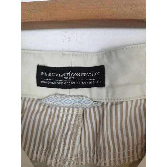 Peruvian Connection Womens Cream Moto Equestrian Slim Pants Ankle Zip Size 12 - Picture 6 of 7
